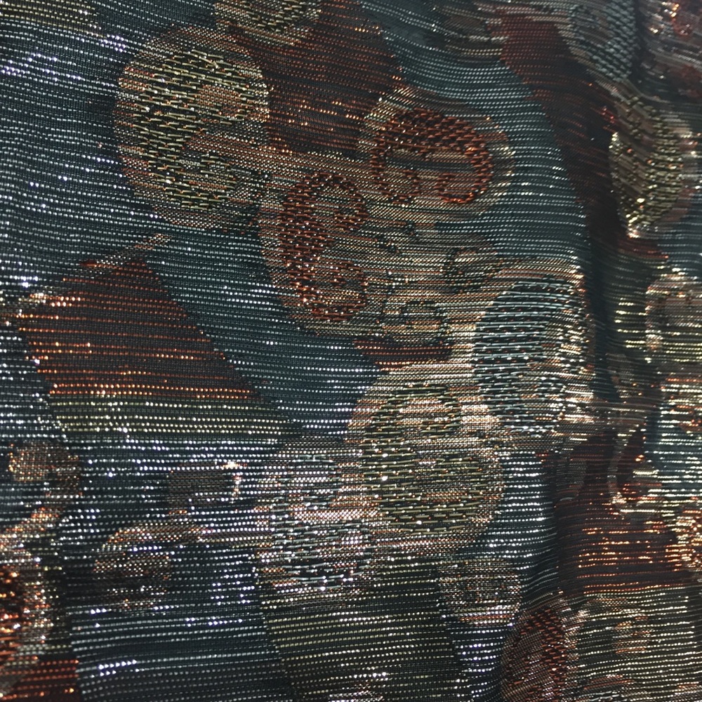 Vintage Scarf Metallic Silver Gold Copper Black Warm Fall Colors - Picture 11 of 13